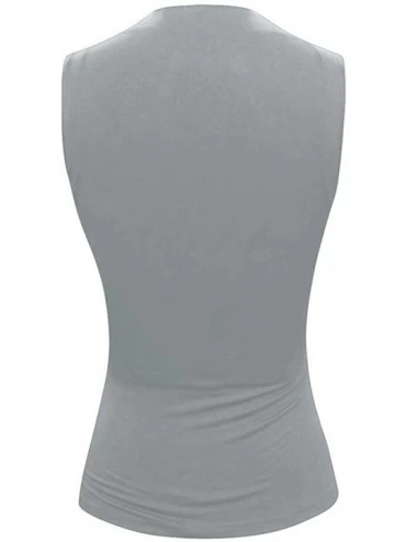 Thermal Underwear Sexy Artificial Rhinestones Strappy Top Tight Sleeveless Tank Tops Party Club Wear - Gray - CP193WH54MY $12.08