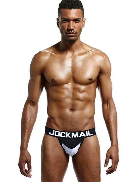 G-Strings & Thongs Sexy Men Underwear Jock Straps Patchwork Cotton G Strings Thong Gay Underwear - Black - CY18L0ACGY0 $19.32