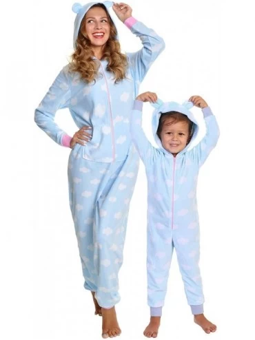 Sets Women's & Kid's Fleece Novelty One-Piece Hooded Pajamas - Cloud - CD18L3NOO7R $44.54