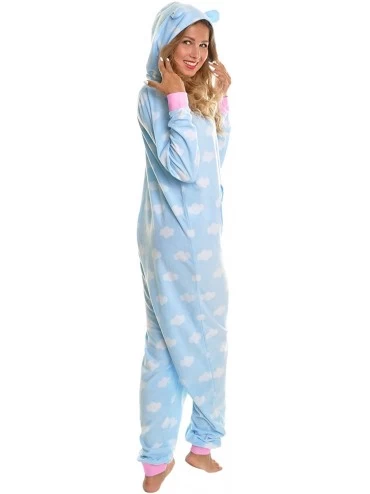 Sets Women's & Kid's Fleece Novelty One-Piece Hooded Pajamas - Cloud - CD18L3NOO7R $27.45