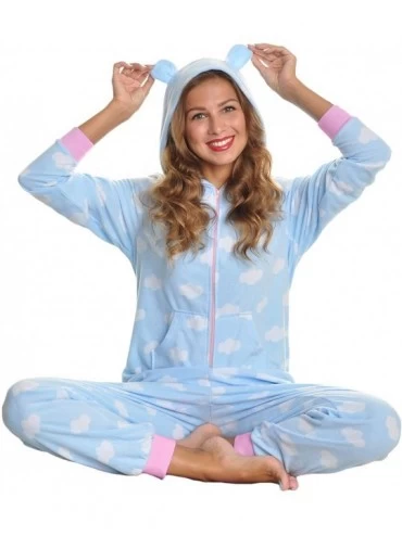 Sets Women's & Kid's Fleece Novelty One-Piece Hooded Pajamas - Cloud - CD18L3NOO7R $27.45
