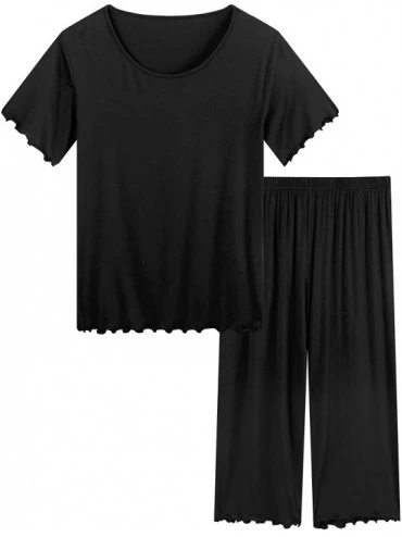Nightgowns & Sleepshirts Womens Ultra Soft Capri Pajamas Cooling Summer Pj Set - Black - CW19947MECR $55.70
