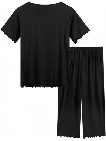 Nightgowns & Sleepshirts Womens Ultra Soft Capri Pajamas Cooling Summer Pj Set - Black - CW19947MECR $30.86