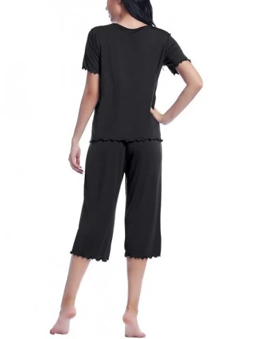 Nightgowns & Sleepshirts Womens Ultra Soft Capri Pajamas Cooling Summer Pj Set - Black - CW19947MECR $30.86