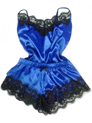 Accessories 2PC Lingerie-Women Babydoll Nightdress Nightgown Sleepwear Underwear Set - Blue - CE193S8HD8E $20.91