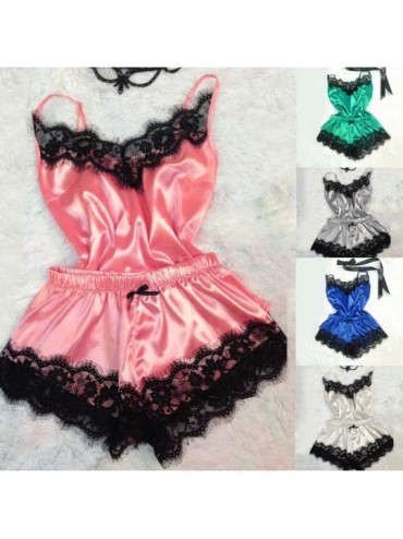 Accessories 2PC Lingerie-Women Babydoll Nightdress Nightgown Sleepwear Underwear Set - Blue - CE193S8HD8E $24.87