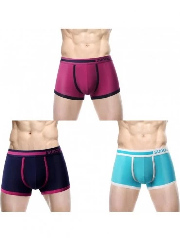 Boxer Briefs Men's Underwear - Boxer Briefs in Mid Rise Short Cut - New Knitting Solid Color - Pur+blu+nav - CG1920YCNWG $16.44