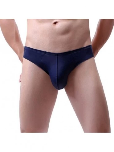 Shapewear Men's Thong Underwear- Men's Butt-Flaunting Thong- Mens Underwear Briefs - Dark Blue - CG18Y2K2UEO $22.48