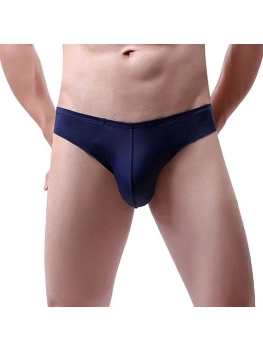 Shapewear Men's Thong Underwear- Men's Butt-Flaunting Thong- Mens Underwear Briefs - Dark Blue - CG18Y2K2UEO $10.51