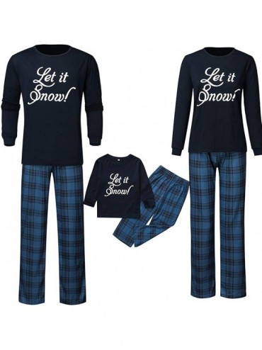 Sleep Sets Matching Family Pajamas Sets Let It Snow Letter Print Tops and Plaid Pants Sleepwear Loungewear Pjs for Women Men ...