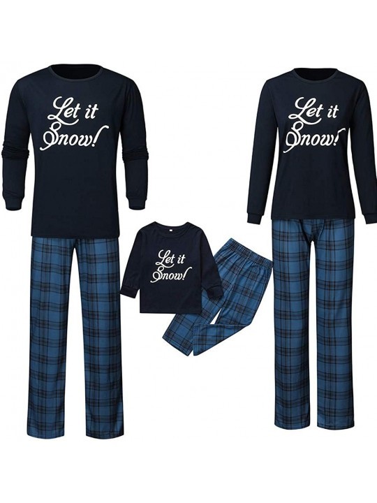 Sleep Sets Matching Family Pajamas Sets Let It Snow Letter Print Tops and Plaid Pants Sleepwear Loungewear Pjs for Women Men ...