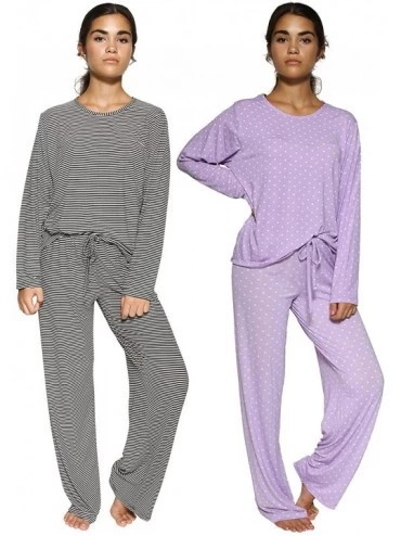 Sets 2 Pack Women's Pajama Set Super-Soft Short & Long Sleeve Top with Pants - Long Sleeve Set E - CB18RAEI9DK $64.09