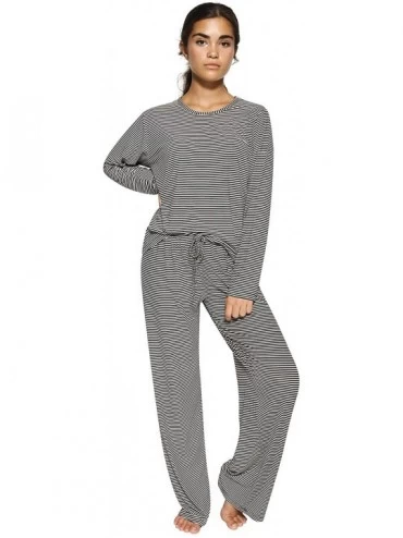 Sets 2 Pack Women's Pajama Set Super-Soft Short & Long Sleeve Top with Pants - Long Sleeve Set E - CB18RAEI9DK $30.80