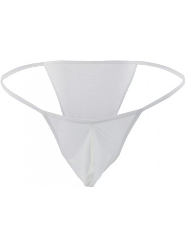 Briefs Mens Low Rise Stretch Bulge Pouch Tanga Semi See-Through Bikini Briefs Underwear - White - CX18E9RG5I8 $28.49