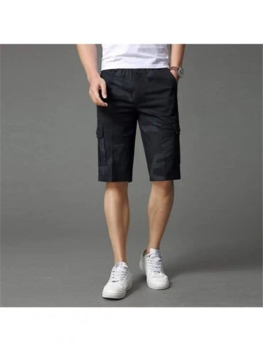 Shapewear Men's Work Shorts- Summer Casual Combat Shorts High Waist Multi Pocket Cropped Cotton Shorts Overalls - Black - C61...