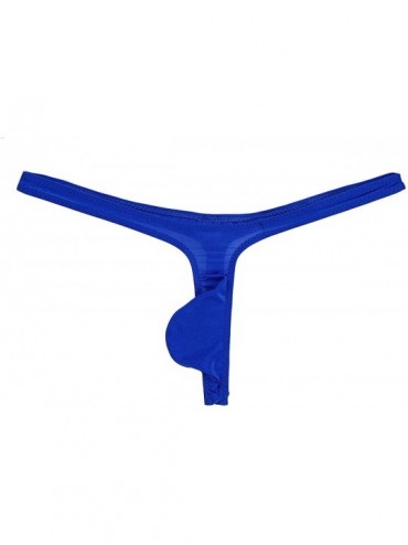 Bikinis Men's Enhancing Bulge Pouch G-String Thongs Low Rise Breathable Bikini Briefs Underwear - Blue - CL19DA47WZA $22.83