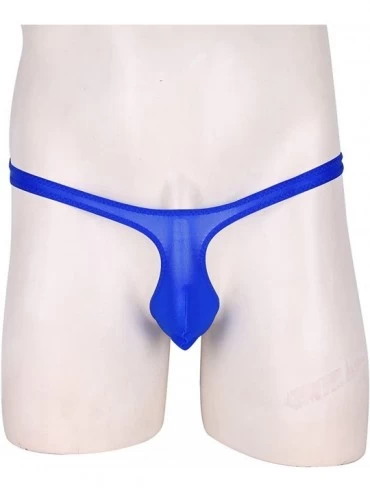 Bikinis Men's Enhancing Bulge Pouch G-String Thongs Low Rise Breathable Bikini Briefs Underwear - Blue - CL19DA47WZA $14.00
