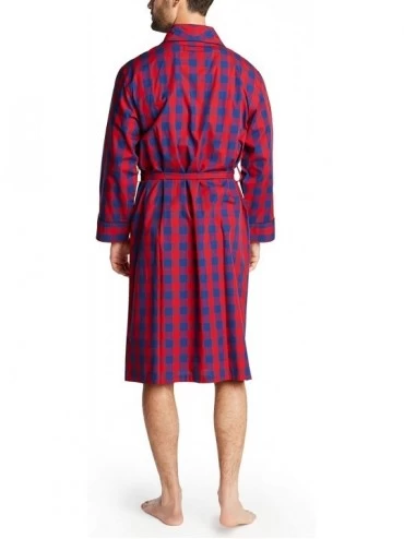 Robes Men's Long Sleeve Lightweight Cotton Woven Robe - Nautica Red - CS18IOWLWZX $41.92