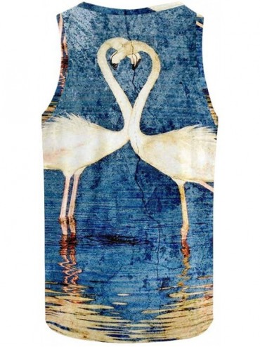 Undershirts Men's Muscle Gym Workout Training Sleeveless Tank Top Flamingoes Flying Against The Sun - Multi10 - C819DW8LC2S $...