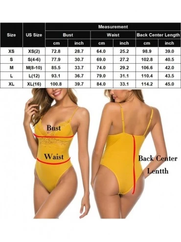 Shapewear Women's Sexy V Neck Snap Crotch Bodysuits Jumpsuits XS-XL - A-yellow - C718UYHO89Y $12.42