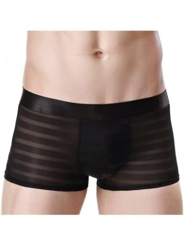 Boxer Briefs Men's Sexy Lingerie See Through Mesh Boxer Briefs Underwear Shorts - Black 1 - CM186505E42 $10.19