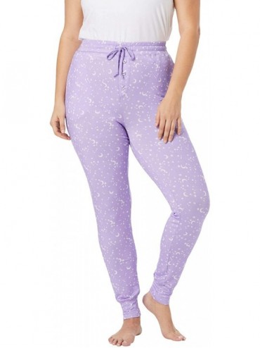 Bottoms Women's Plus Size Relaxed Pajama Pant Pajama Bottoms - Soft Iris Moon and Stars (0984) - C119CY9CLKO $50.27