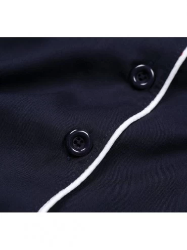 Sets Women Pyjamas Shorts Sets Sleepwear Button Down Shirt Clohting - Navy - C618CWM5CQ8 $30.70
