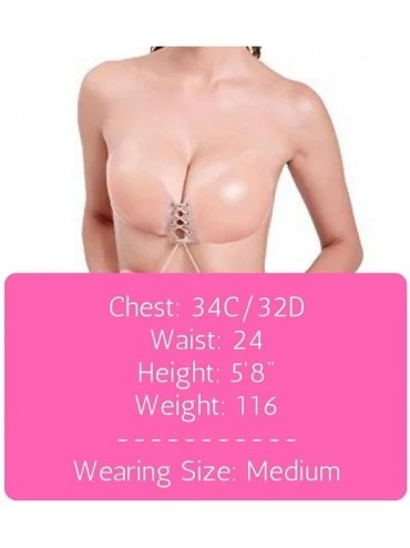 Bras 6X Stickier Backless Adhesive Silicone Clear Invisible Pushup Bra - CO12GSU2NLV $12.82