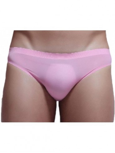 Briefs Men Underwear Breathable Elasticity Ice Silk Sexy Seamless Briefs - 1 - CX19D7SZ4KU $38.47