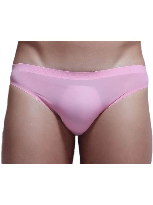 Briefs Men Underwear Breathable Elasticity Ice Silk Sexy Seamless Briefs - 1 - CX19D7SZ4KU $18.74