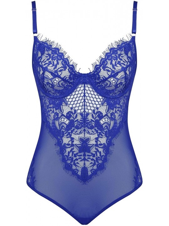 Womens Sexy Lace Teddy Lingerie One Piece Mesh Bodysuit with Underwire ...