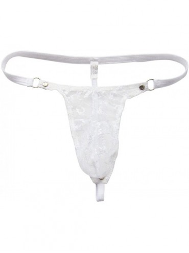 G-Strings & Thongs Mens Sheer Lace Sissy Pouch G-String Thongs Backless Crossdress Panties Underwear - White - C8190ON0OT0 $3...
