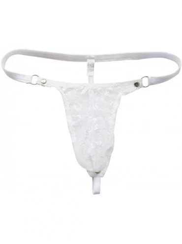G-Strings & Thongs Mens Sheer Lace Sissy Pouch G-String Thongs Backless Crossdress Panties Underwear - White - C8190ON0OT0 $2...
