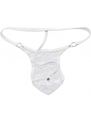 G-Strings & Thongs Mens Sheer Lace Sissy Pouch G-String Thongs Backless Crossdress Panties Underwear - White - C8190ON0OT0 $3...