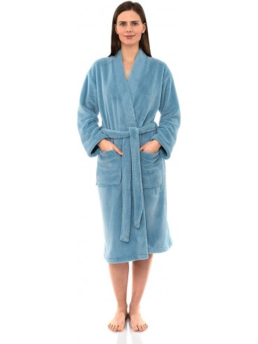 Robes Women's Plush Robe Soft Fleece Kimono Bathrobe Made in Turkey - Angel Falls - CP187A0UA2U $35.27