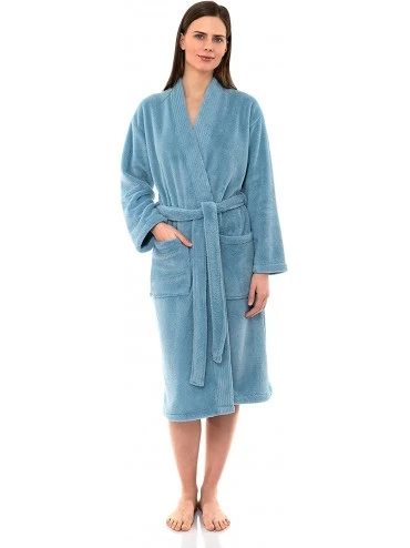 Robes Women's Plush Robe Soft Fleece Kimono Bathrobe Made in Turkey - Angel Falls - CP187A0UA2U $35.27