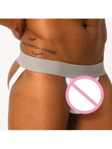 Briefs Mens Underwear- Mens Sports Jockstrap Low Rise Pouch Breathable Bikini Briefs Underwear - Gray - C1196HHGOUA $9.66