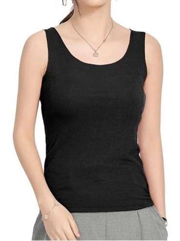 Camisoles & Tanks Women Seamless Cami Tank Tops Modal Plus Size Shirt with Wide Straps - Black - CC1907TRA8T $27.37