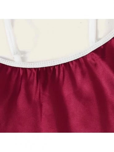 Sets Cami Shorts Set Sleepwear Womens Sexy Pajamas Set Silk Lingerie 2 Piece Satin Nightwear Set Wife Summer Gift Wine - CC19...