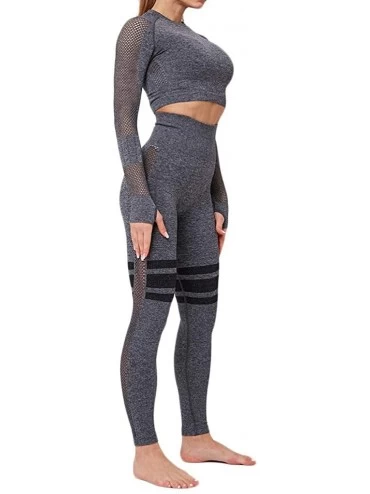 Thermal Underwear Women's Yoga 2PC Outfit Tracksuit Seamless Fitness Leopard Print Hip Lift Pants - Black - CC193QGAOM3 $40.82