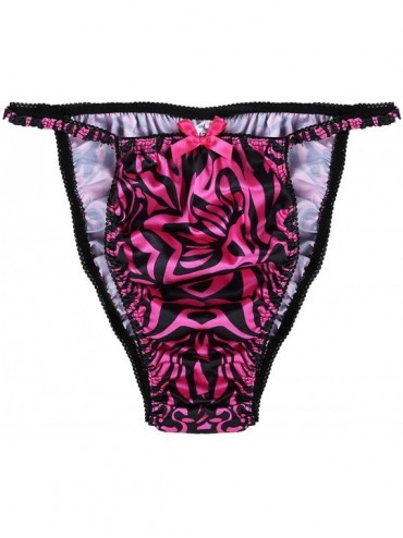 G-Strings & Thongs Men's Sissy Glossy Satin Ruffled Panties Low Rise String Bikini Briefs Underwear - Rose - CD18HZMLRL8 $33.18