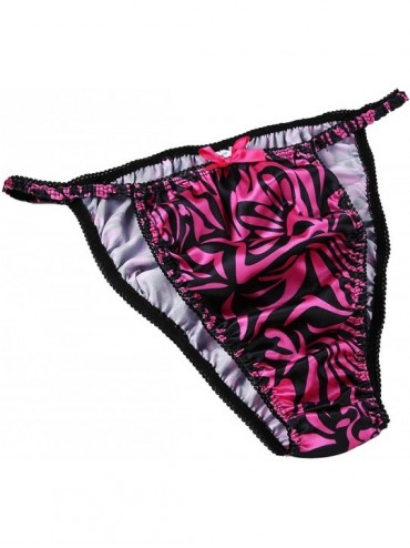 G-Strings & Thongs Men's Sissy Glossy Satin Ruffled Panties Low Rise String Bikini Briefs Underwear - Rose - CD18HZMLRL8 $33.18