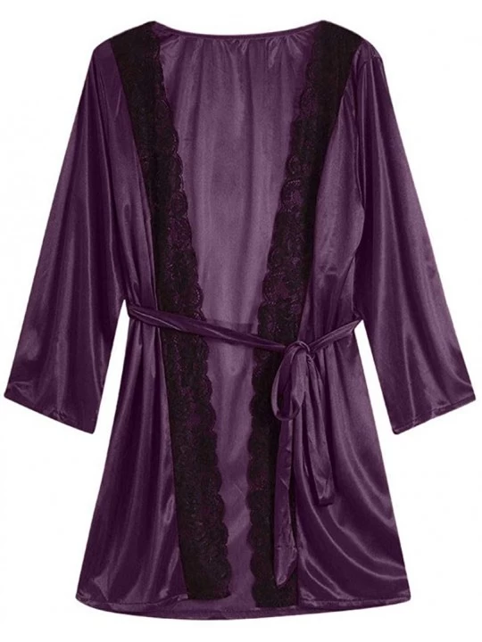 Thermal Underwear Sexy Ladies lace Underwear Pajamas Belt Home Casual Nightgown - Purple - CY1992Q7UTG $16.64