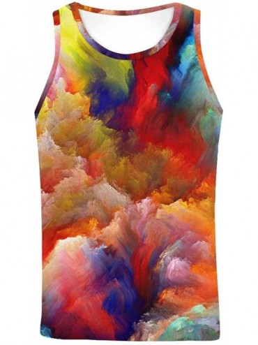 Undershirts Men's Muscle Gym Workout Training Sleeveless Tank Top Dreamy Conifer Forest - Multi2 - C519D0QHSS7 $59.82