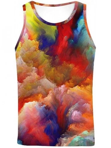 Undershirts Men's Muscle Gym Workout Training Sleeveless Tank Top Dreamy Conifer Forest - Multi2 - C519D0QHSS7 $53.41
