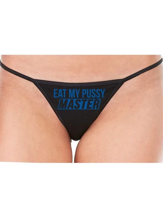 Panties Eat My Pussy Master Lick Me Oral Sex Black String Thong Panty - Royal - CP19657K47N $16.15