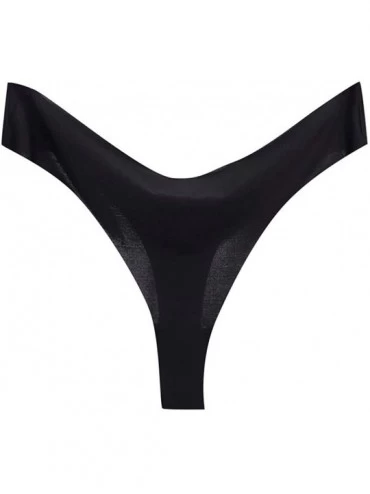 Panties Women's Invisible Seamless Bikini Underwear Half Back Coverage Panties Breathable Thong Bikini Panties Tanga - Black ...
