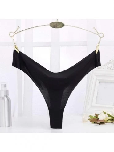 Panties Women's Invisible Seamless Bikini Underwear Half Back Coverage Panties Breathable Thong Bikini Panties Tanga - Black ...