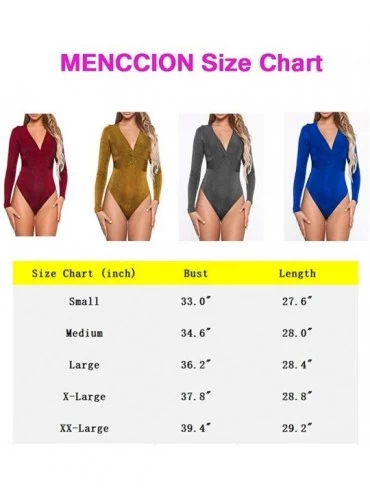 Shapewear Bodysuit for Women Long Sleeve Tops Sexy Neck Leotard Jumpsuits - Burgundy - CI18AUII58G $20.96