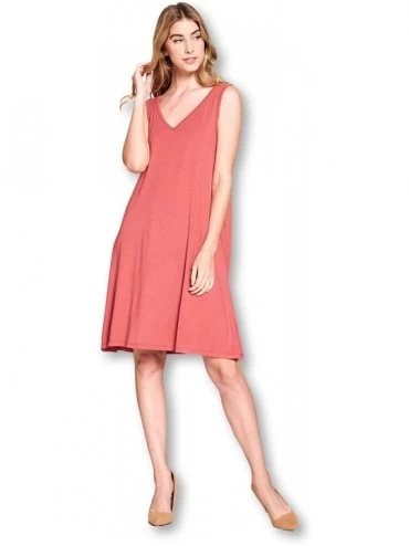 Nightgowns & Sleepshirts Women's Bamboo Sleepwear Nightshirt Sleeveless Short Dress - Made in USA - Rose - CD18WXZKW6D $19.42